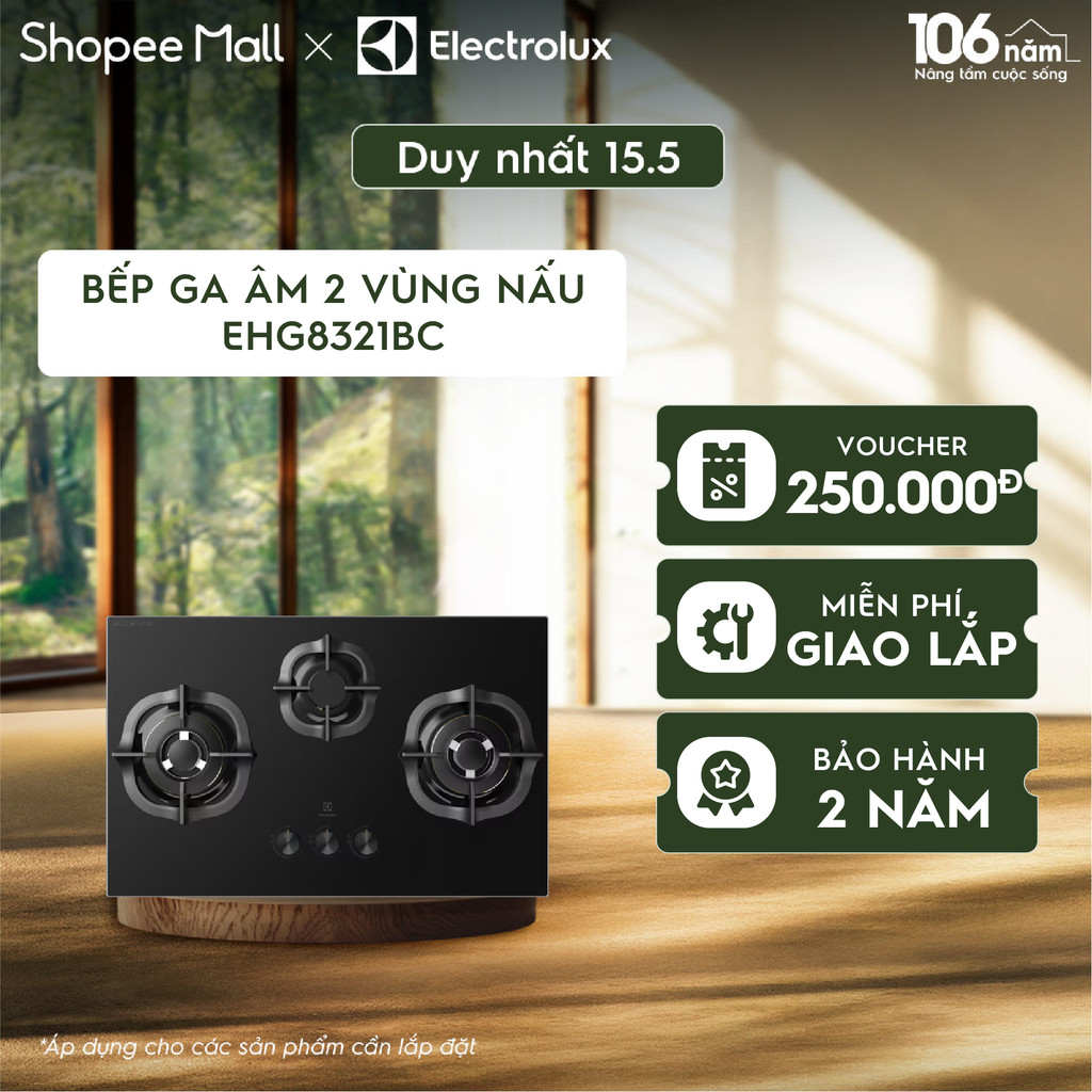 Bếp ga âm 80cm Electrolux UltimateTaste 300 3 vùng nấu-EHG8321BC Tiết kiệm năng lượng