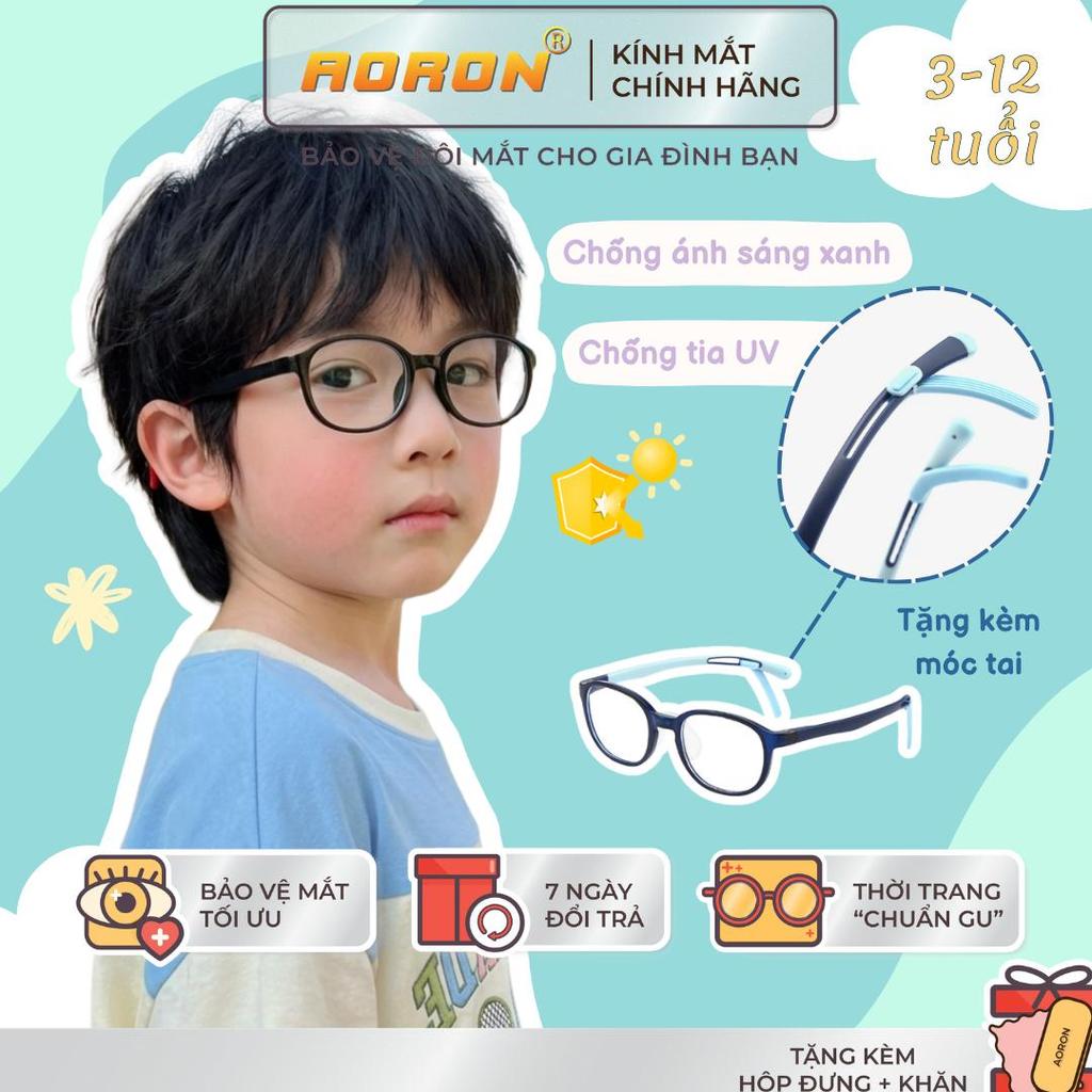 Kính Trẻ Em Chống Ánh Sáng Xanh Aoron,Mắt Kính Cho Bé Từ 3 -12 Tuổi Có Gài Tai Chống Tuột,Có Thể Tha