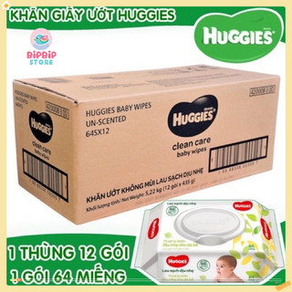 [Hàng Công Ty] THÙNG 12 GÓI Khăn ướt Huggies Không Mùi 80 Tờ/ Bơ Ca Cao Hạt mỡ 72 Tờ