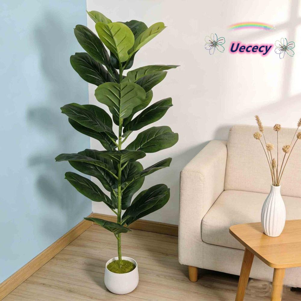 UECECY Cây Ficus nhân tạo, Kích thước lớn 23 lá Cây giả, Lá cọ trang trí Nhánh cây Monstera Nhựa xan