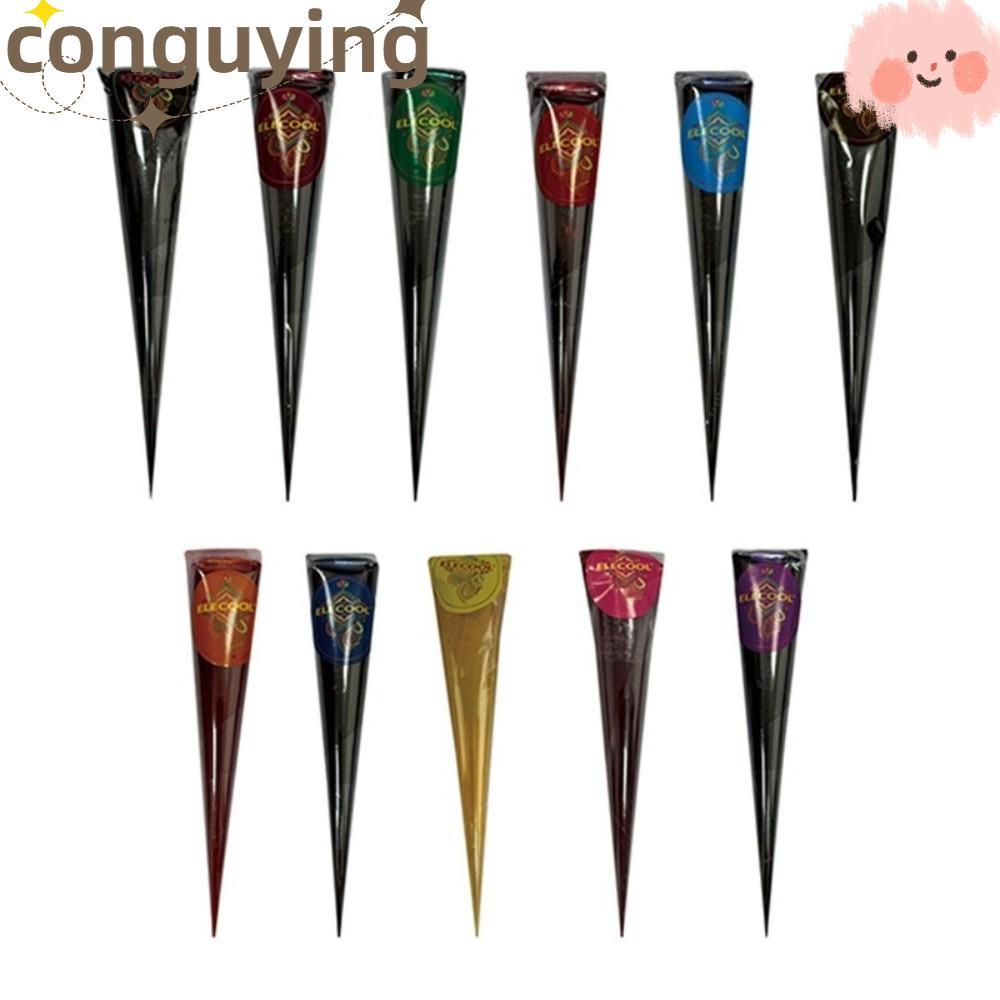 CONGUYING Henna Tattoo Cream, Cone Henna Paste màu đen tạm thời, Kem Henna Bán vĩnh viễn Dễ sử dụng 