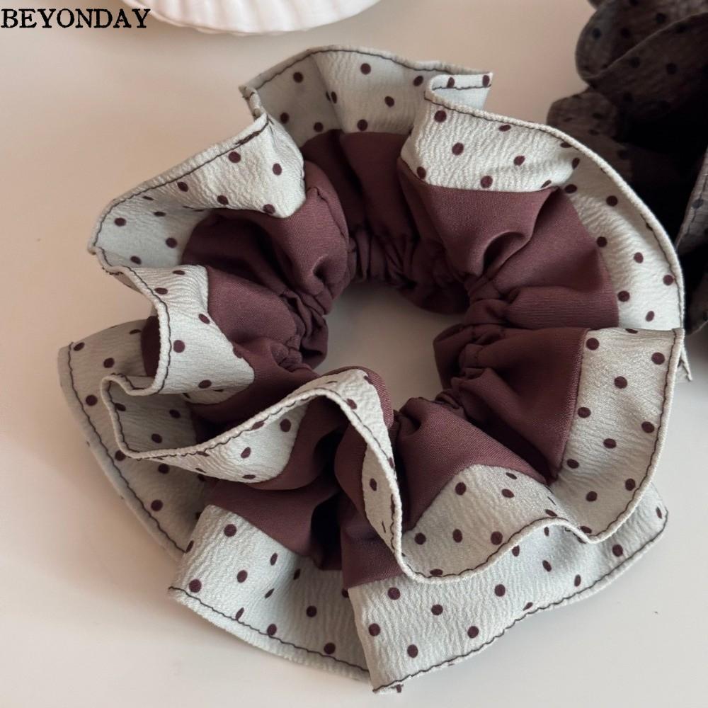 Dây buộc tóc thun BEYONDAY, Dây buộc tóc đuôi ngựa họa tiết chấm bi cổ điển, Thanh lịch 16cm / 6,3in