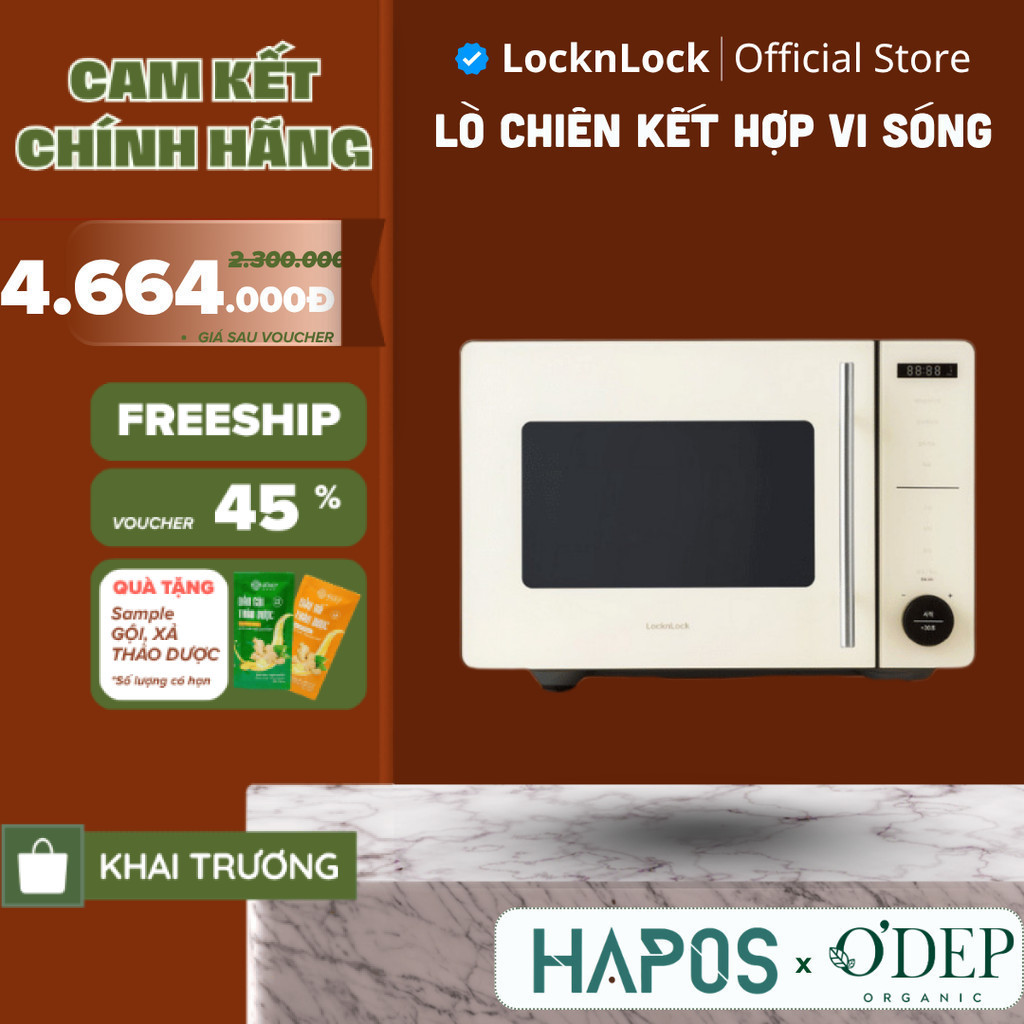 Lò chiên không dầu kết hợp lò vi sóng Locknlock 22 Lít 1800W Rangefryer EJF294IVY - HAPOS LOF