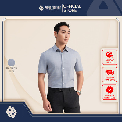 Áo sơ mi ngắn tay nam Phan Nguyễn, chất liệu modal mềm mát, co giãn tốt, form slim fit SMC.560