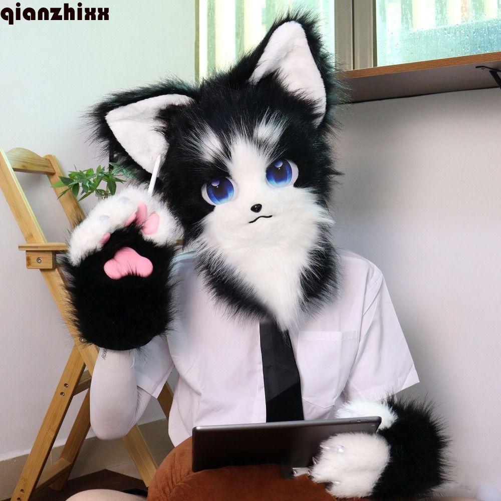 QIANZHI Sang Trọng Cat Paw Găng Tay, Squeaky Kig Furry Cosplay Trang Phục Găng Tay, Hoạt Hình Kawaii