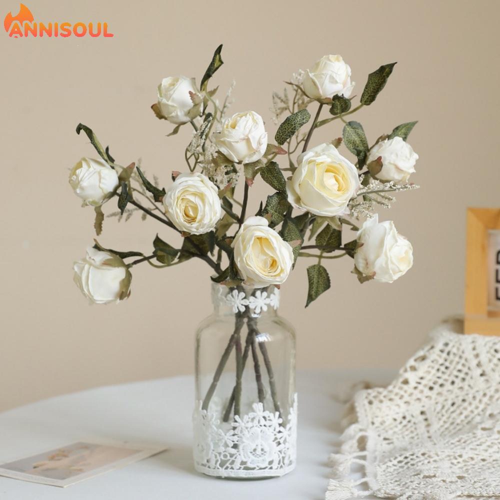 [NISO]Artificial Silk Rose Delicate Silk Petals Easy To Arrange Flexible Wire Stems