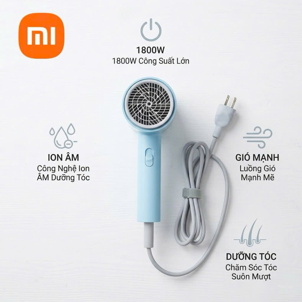 Máy sấy tóc Xiaomi SMATE Hair Dryer, dụng cụ làm tóc gia đình, máy sấy nóng lạnh 1800W