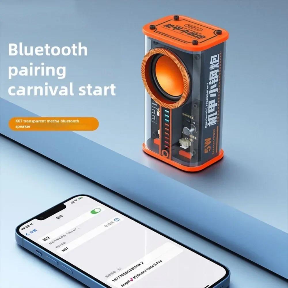 MỚI K07 Loa Bluetooth 5.0 Trong Suốt Không Dây Pháo Thép Nhỏ RGB Chiếu Sáng Nhịp Điệu Loa Siêu Trầm 