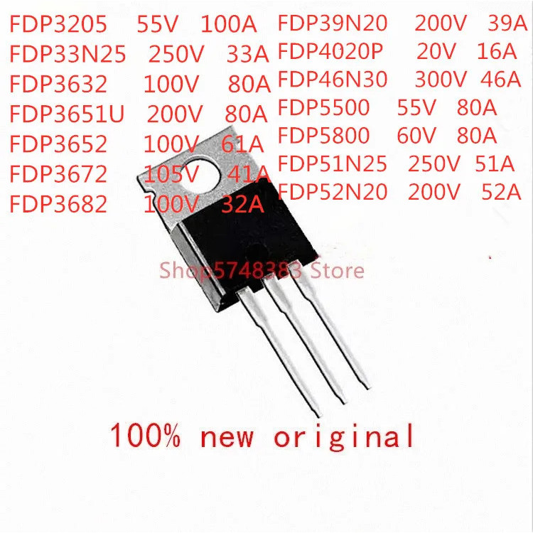 5 Chiếc FDP3205 FDP33N25 FDP3632 FDP3651U FDP3652 FDP3672 FDP3682 FDP39N20 FDP4020P FDP46N30 FDP5500