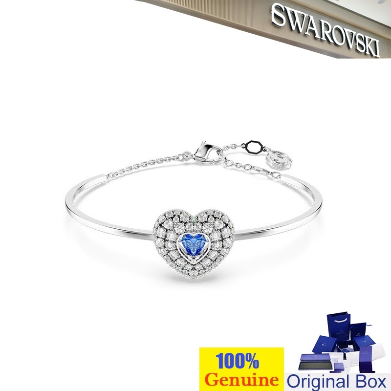 925 Silver and Crystal Swarovski Swan Heart-Shaped Bracelet Jewelry