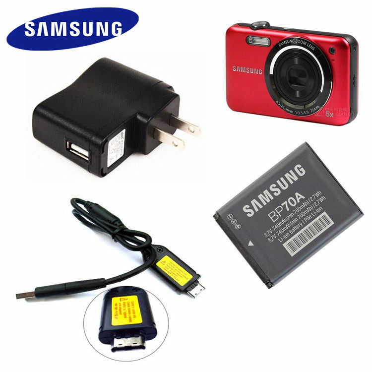Thích hợp cho máy ảnh Samsung PL80 PL100 PL120 PL170 PL200 Pin BP70A + Bộ sạc + Cáp dữ liệu