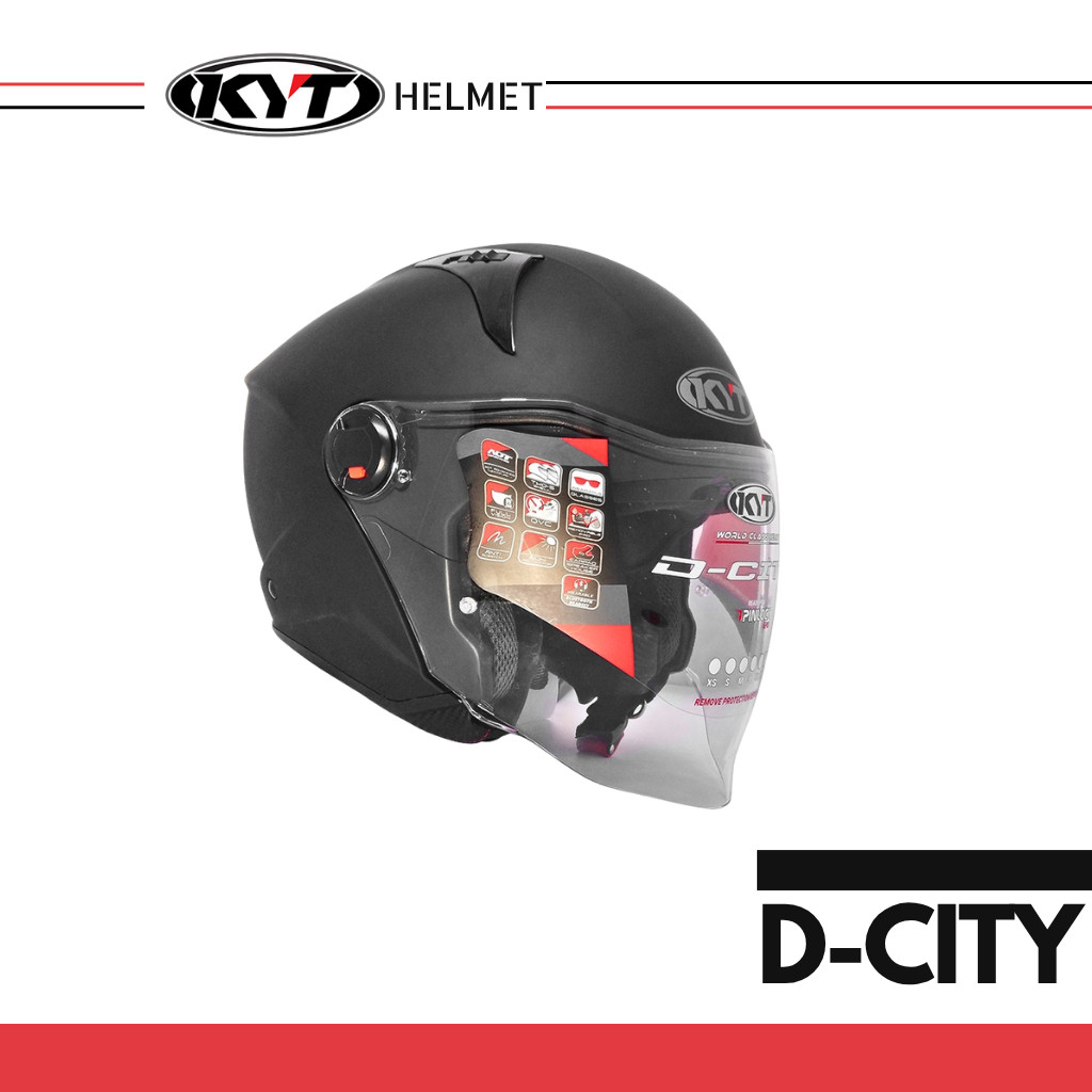 KYT - Mũ Bảo Hiểm 3/4 - D-CITY PLAIN MATT BLACK CHÍNH HÃNG KYT >>>>
