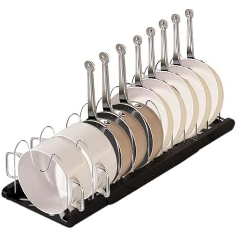 Pot Rack -Expandable Pan Organizer for Cabinet,Pot Lid Holder with 7 Adjustable Compartment for Kitc