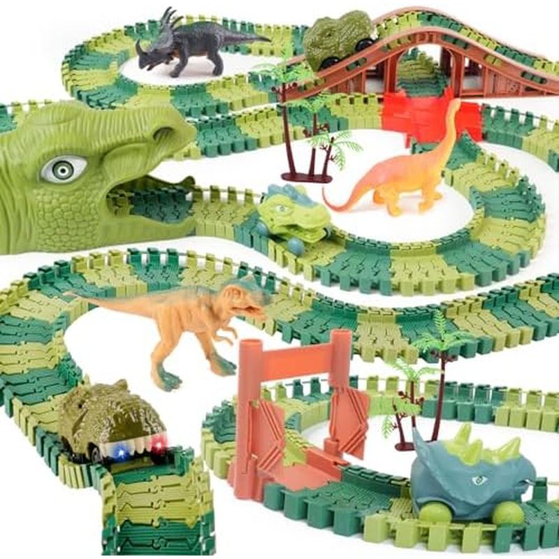 GIAT Dinosaur Track Toys - Best Birthday Gifts for 3 4 5 6 7 Year Old Boys Girls, Dinosaur Race Car 
