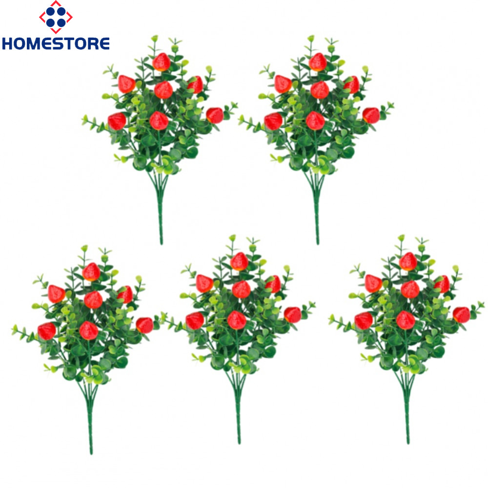 [Homestore]Realistic Fake Strawberry Fruits 5 Pcs for Party Home and For Wedding Decoration