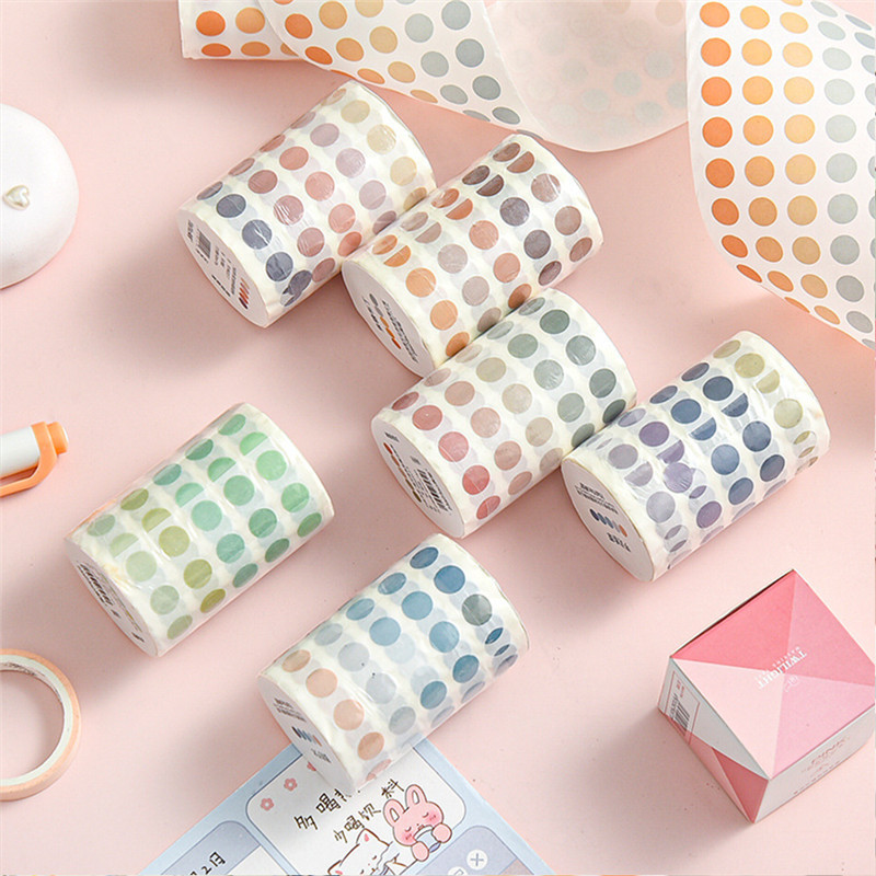 Morandi Color Polka Dot Washi Tape Sổ tay cơ bản Màu chấm bi Nhãn dán nhãn tròn Sổ tay ghi chú Chất 