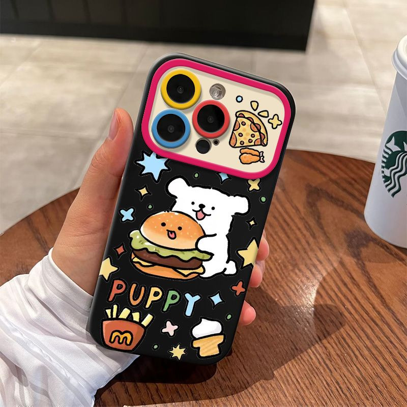 Ốp Bảo Vệ Mờ Chống Sốc Bao Gồm Tất Cả Mềm Dễ Thương Bánh Mì Cún Con Ăn Tối Tương Thích iPhone 17PROM