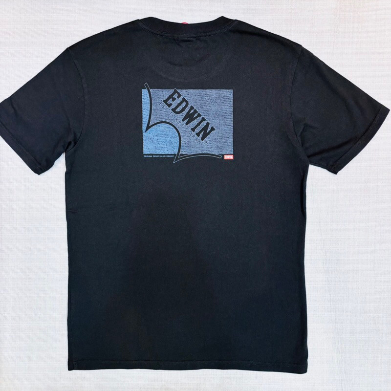 Áo thun ngắn tay in hình làn sóng denim EDWIN Nhật Bản 100% Cotton cao cấp dành cho nam và nữ