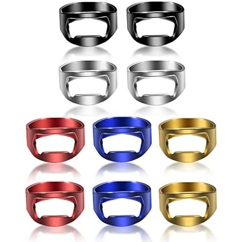 Boao 10 Pieces Ring Bottle Opener Stainless Steel Beer Finger Bottle Opener Colorful for Party Prese