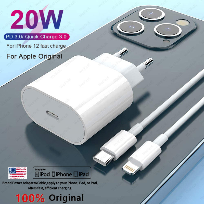 QXZ Chính Hãng PD 20W Sạc Nhanh Cho Apple IPhone 13 12 11 Pro Max Mini X XS XR AirPods USB C Sang IP