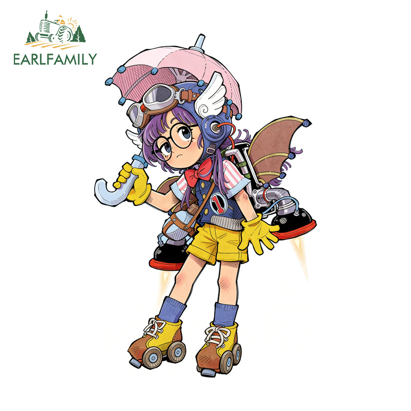 EARLFAMILY Dễ Thương Arale Anime Xe Hơi Miếng Dán Xe Máy Windows Mũ Bảo Hiểm Ván Lướt Sóng Vinyl Chố