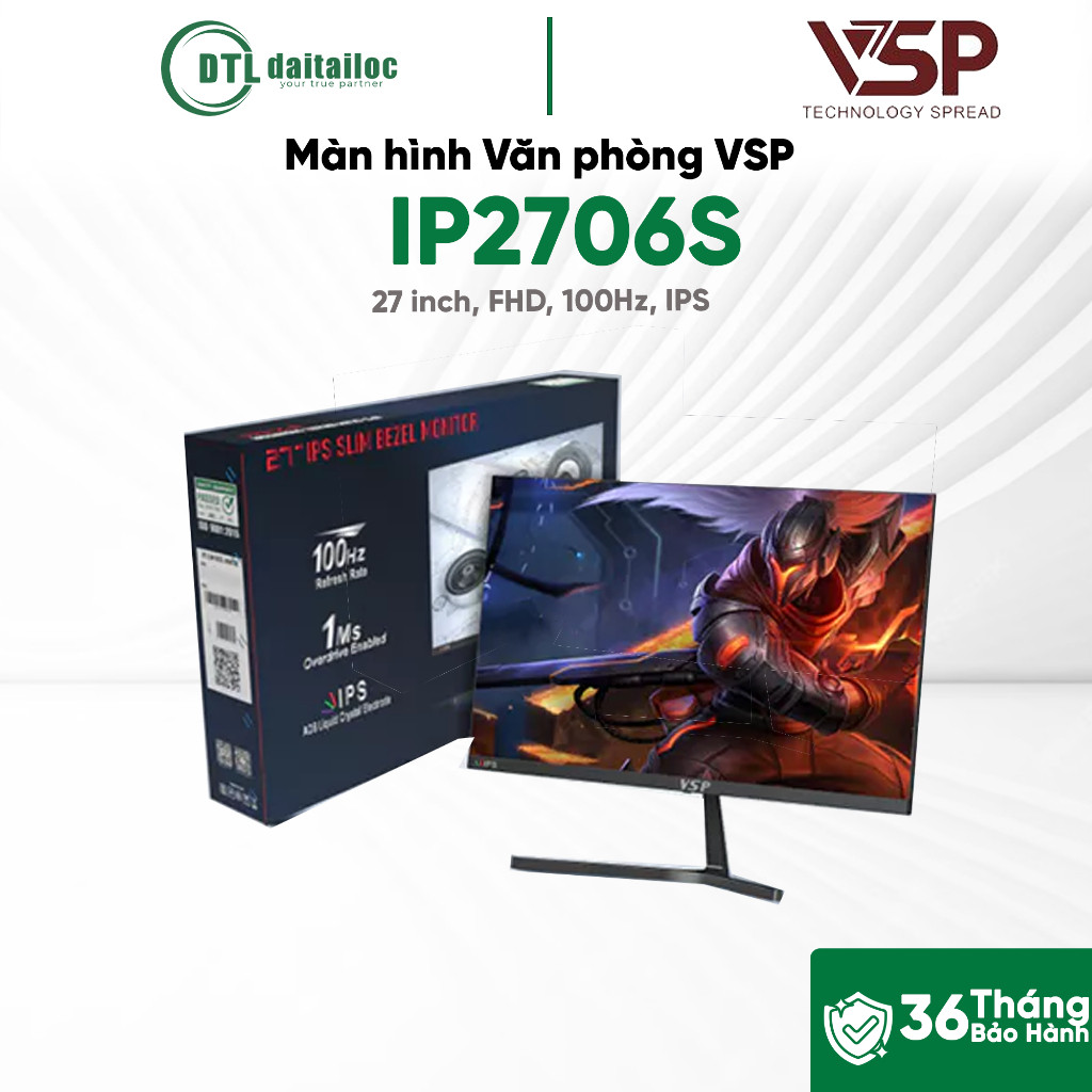 Màn hình Văn phòng VSP IP2706S 27 inch | Full HD | IPS | 100Hz | 1ms | Thiết kế tinh tế | Chính Hãng