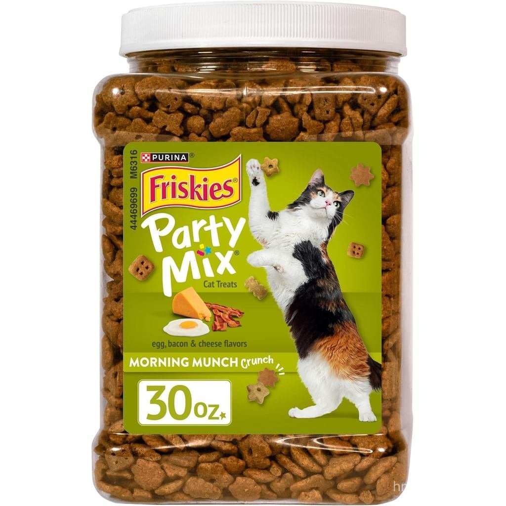 Purina Friskies Party Mix Morning Munch Crunch Egg, Bacon và Cheese Flavors Cat Treats - Hộp 30 oz