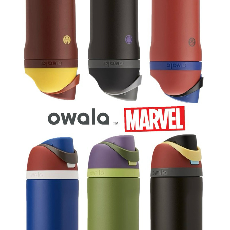 Owala FreeSip 24oz Stainless Steel Water Bottle – Leakproof, BPA-Free – Marvel