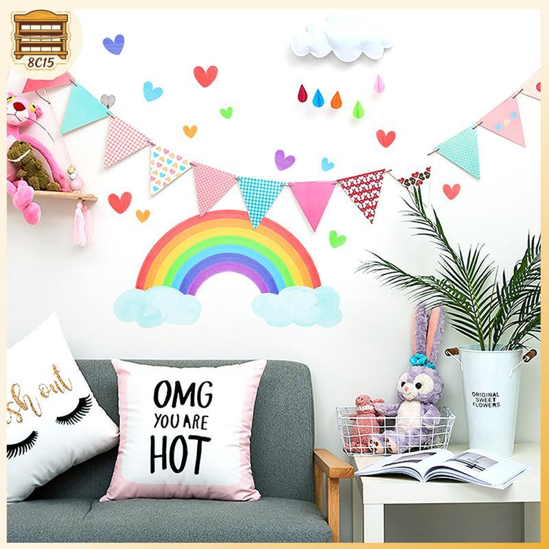 [8C15] Phim hoạt hình Rainbow Luminous Wall Stiers Glow In The Dark Huỳnh quang Cloud Heart Wall Dec