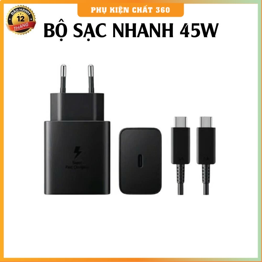 Bộ sạc nhanh 45W Type C to Type C cho các dòng máy SS. Dây và củ sạc 45W cho SAM, Android chân (C-C) Cốc sạc Type C 45W