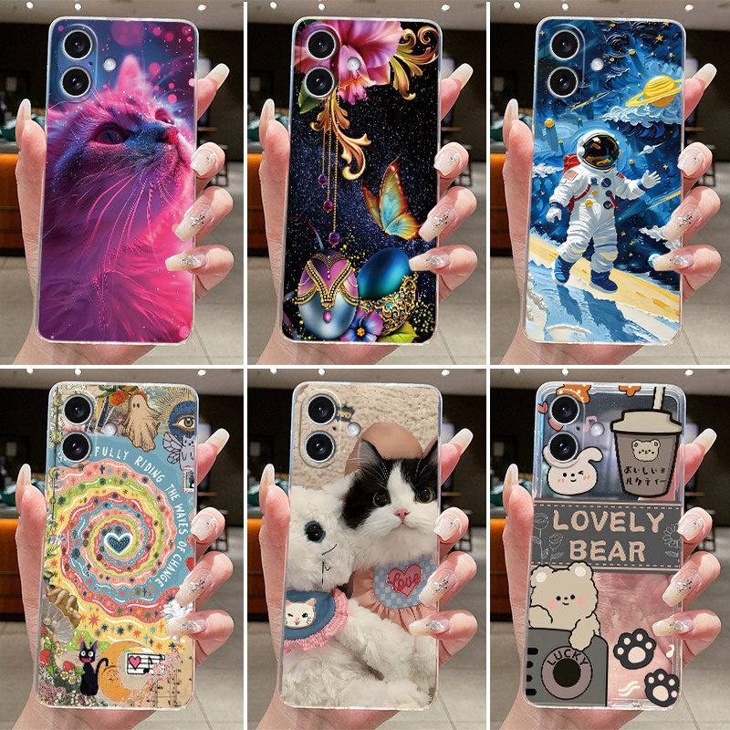 Ốp điện thoại Cho iPhone 16 (6.1 ") / iPhone 16 Plus (6.7") Ốp điện thoại Thẩm Mỹ Mèo Hoạt Hình Thời