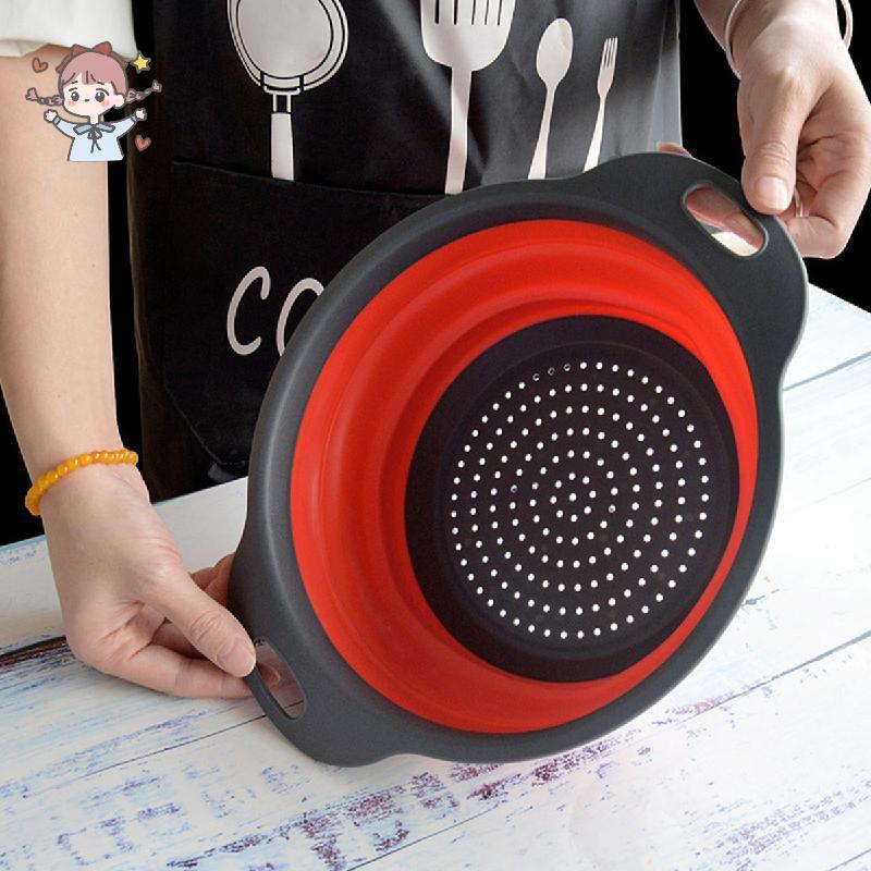 Bộ 3 dụng cụ lọc nhà bếp bằng silicon tròn có thể gập lại - Quart và 1 chiếc 2 Quart- Hoàn hảo để th