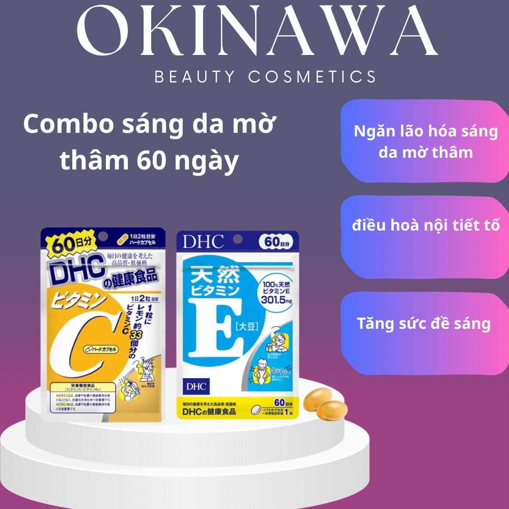 Combo viên uống vtm E + vtm C ( 60 ngày) hỗ trợ giúp trắng sáng da, mờ thâm, cải thiện da