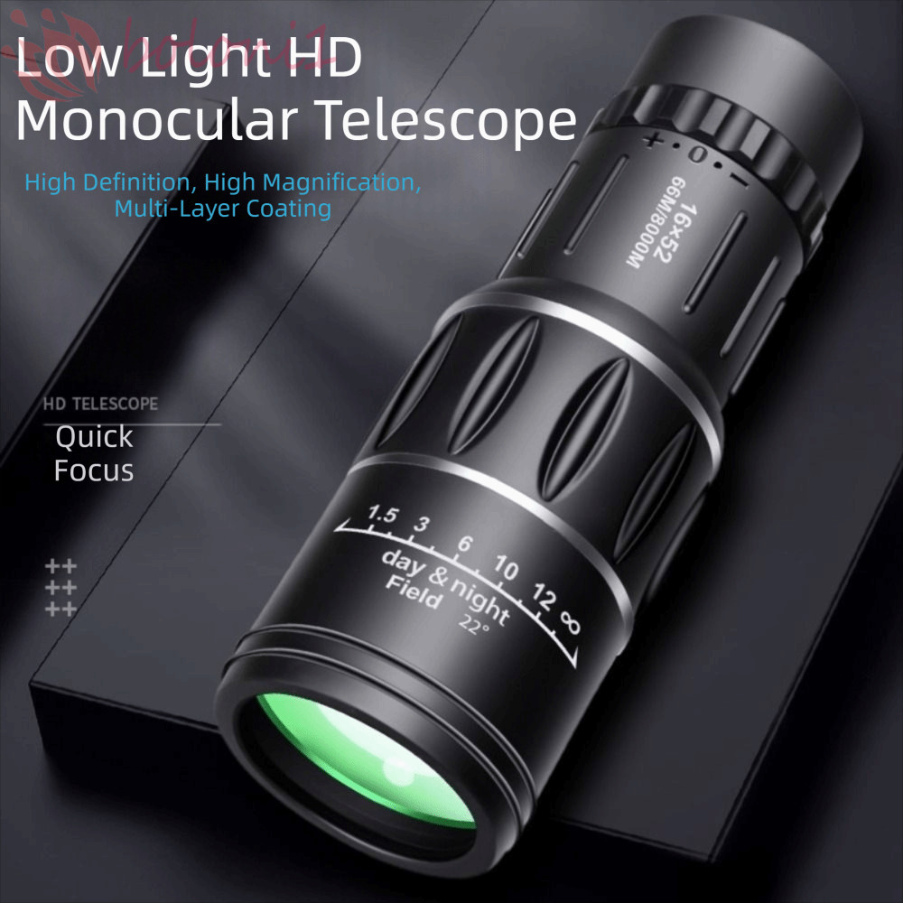 Kính thiên văn một mắt 16x52, Kính thiên văn công suất cao chống nước 8XMagnification, Vỏ cao su phủ