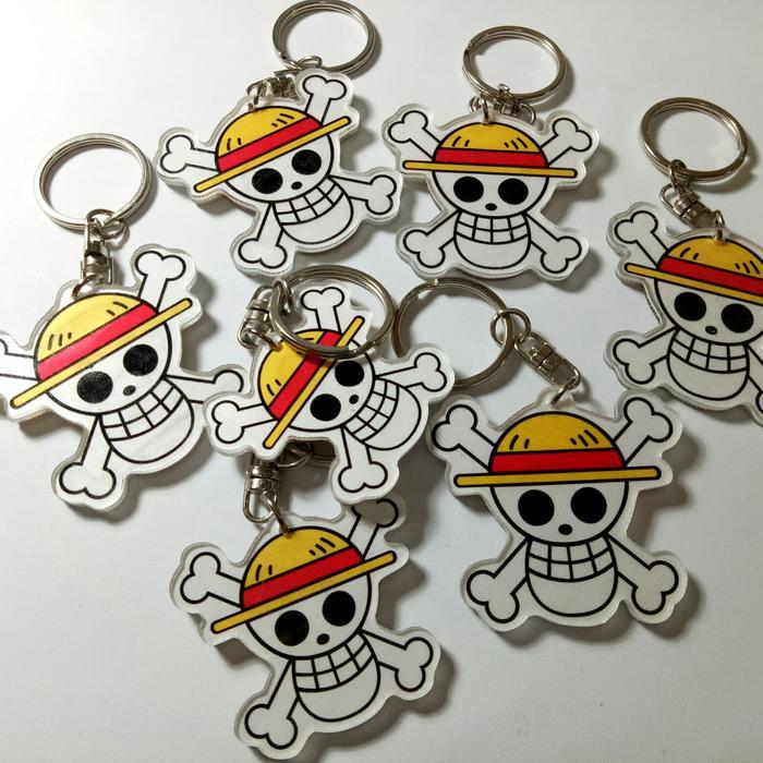 logo one piece Gantungan kunci Ganci Akrilik Anime
