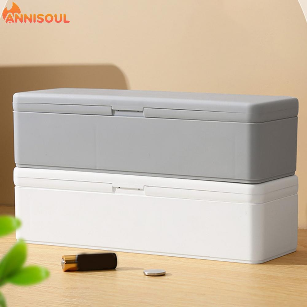 [NISO]Stackable Battery Storage Case for AA AAA C D 9V Batteries and Cables White Gray