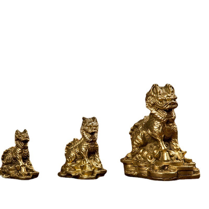 Đồng Bảo Vệ Kho Báu Kirin Thỏi Đồ Trang Trí Bằng Đồng Kirin Đồ Trang Trí Cặp May Mắn Kirin Văn Phòng