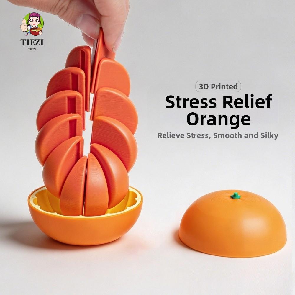 TIEZI 3D In Cam, Quả bóng biến dạng bằng nhựa PLA Đồ chơi giải nén Cam, Mô hình trái cây sáng tạo Đồ
