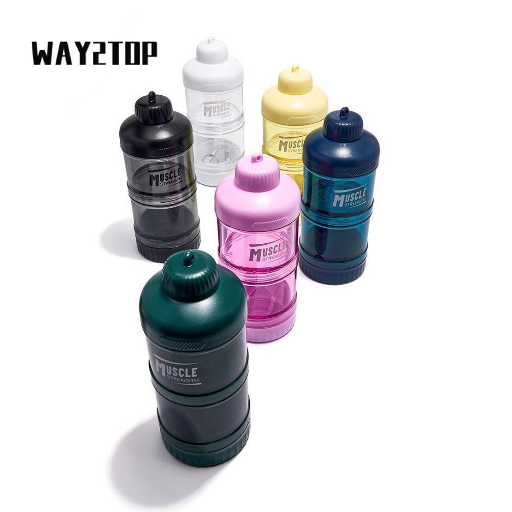 Bình bổ sung thể dục Phễu WAY2TOP, Hộp bột Protein 1 / 2 / 3 lớp di động, Hộp đựng thuốc nhựa có lớp