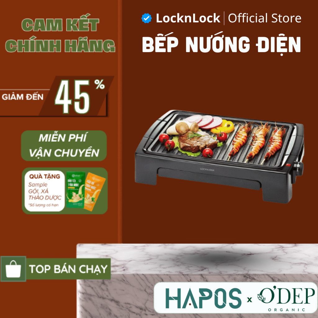 Bếp nướng điện không khói LocknLock Chính hãng EJG232 - Bảo Hành 24 tháng  - HAPOS LOF