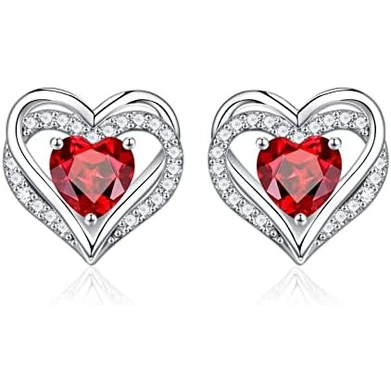 Iefil Mothers Day Gifts for Wife - 925 Sterling Silver Heart Stud Earrings Birthday Gifts for Women