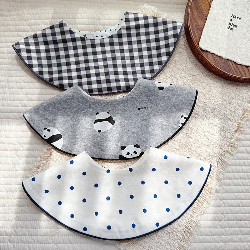 INS Korean Style Bbnbaby Baby Bib Baby Saliva Towel Class A Cotton Double-Sided Bib Rolled Edge Bib 