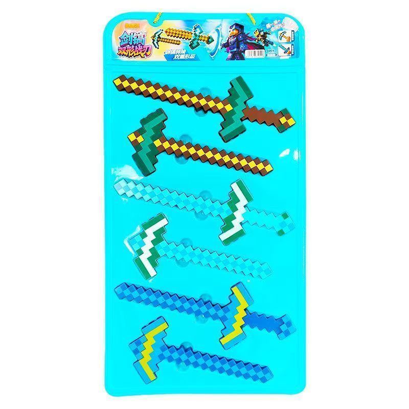 Minecraft Luminous Diamond Sword Pick Đồ chơi hai trong một Khảm biến dạng Pixel Sword Vũ khí trẻ em