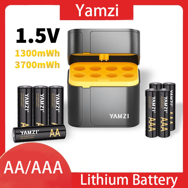 Pin lithium sạc AA YAMZI 1300mWh 1.5V AAA và 3700mWh 1.5V có bộ sạc (tùy chọn)