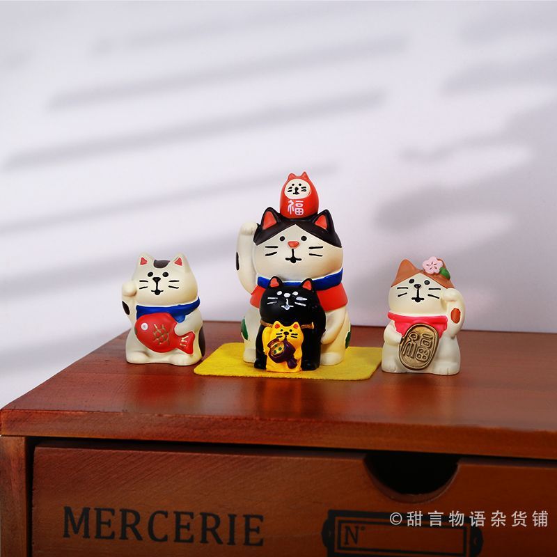 Phong Cách Nhật Bản zakka zakka Mèo May Mắn Linh Vật Phong Cách Dễ Thương Trang Trí Bàn Làm Việc Tra