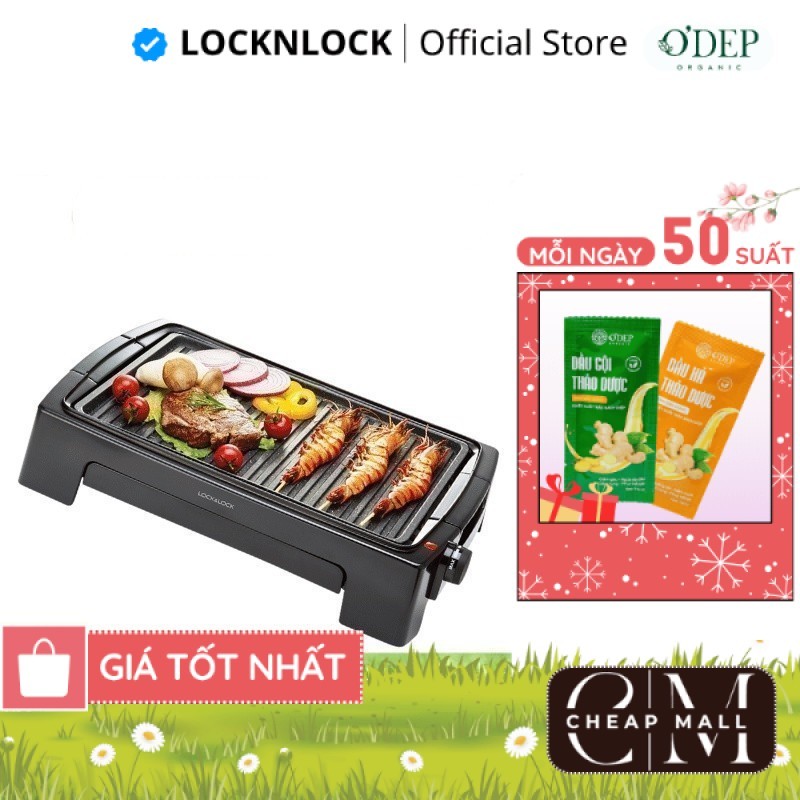 Bếp nướng điện LocknLock EJG221 1300W Chính hãng, làm nóng nhanh, có hộc đựng dầu - CHEAP CMO