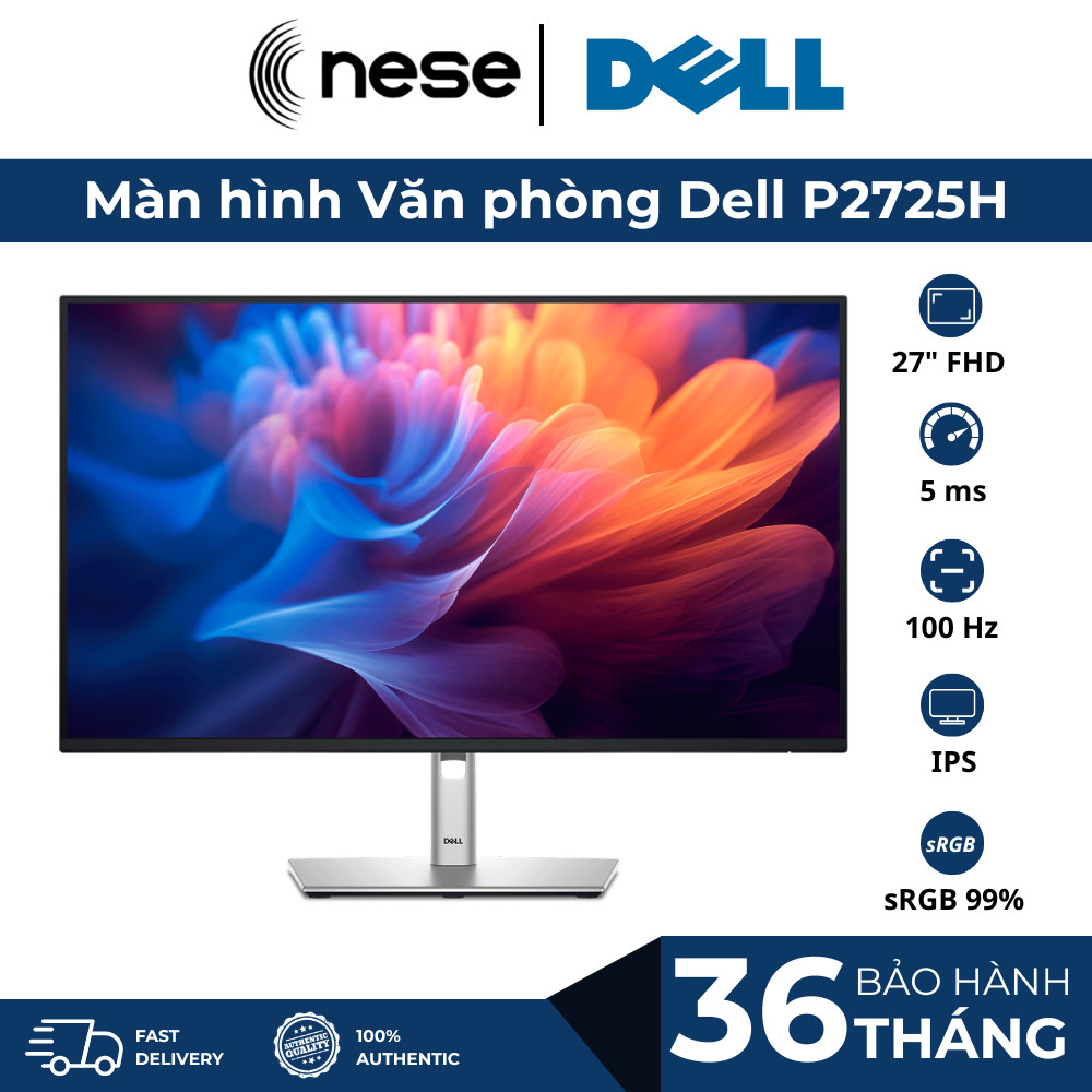 Màn Hình Dell P2725H 27 Inch FHD IPS 100Hz Viền Mỏng Chính Hãng, Xoay Nâng Hạ
