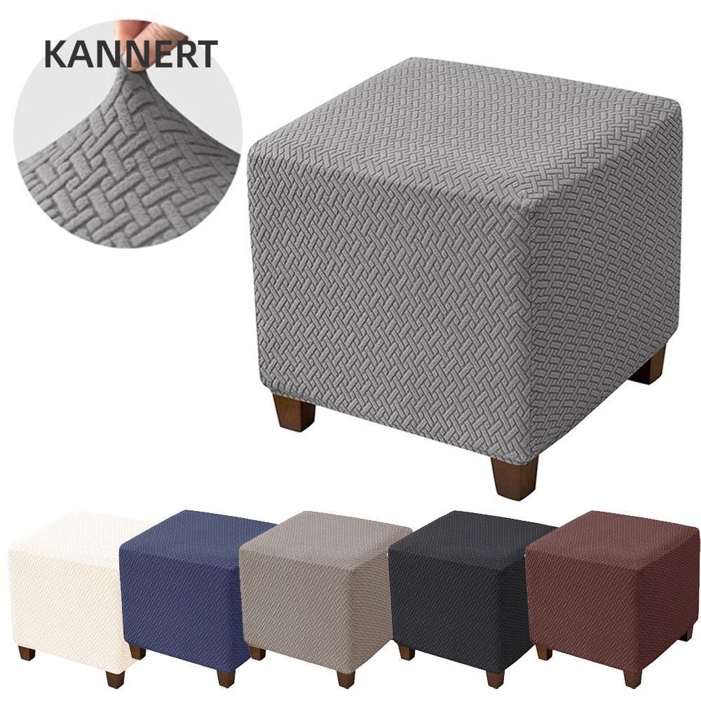 KANNERT Jacquard Ottoman Cover, Velvet T-Shape Square Stool Cover, Co Giãn Mềm Màu Trơn Footcover Sl