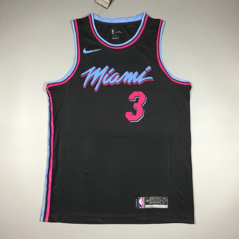 Mùa giải mới 18-19 NBA Heat No. 3 Wade Jersey Dwyane Wade Hot Press City Phiên bản Đồng phục bóng rổ