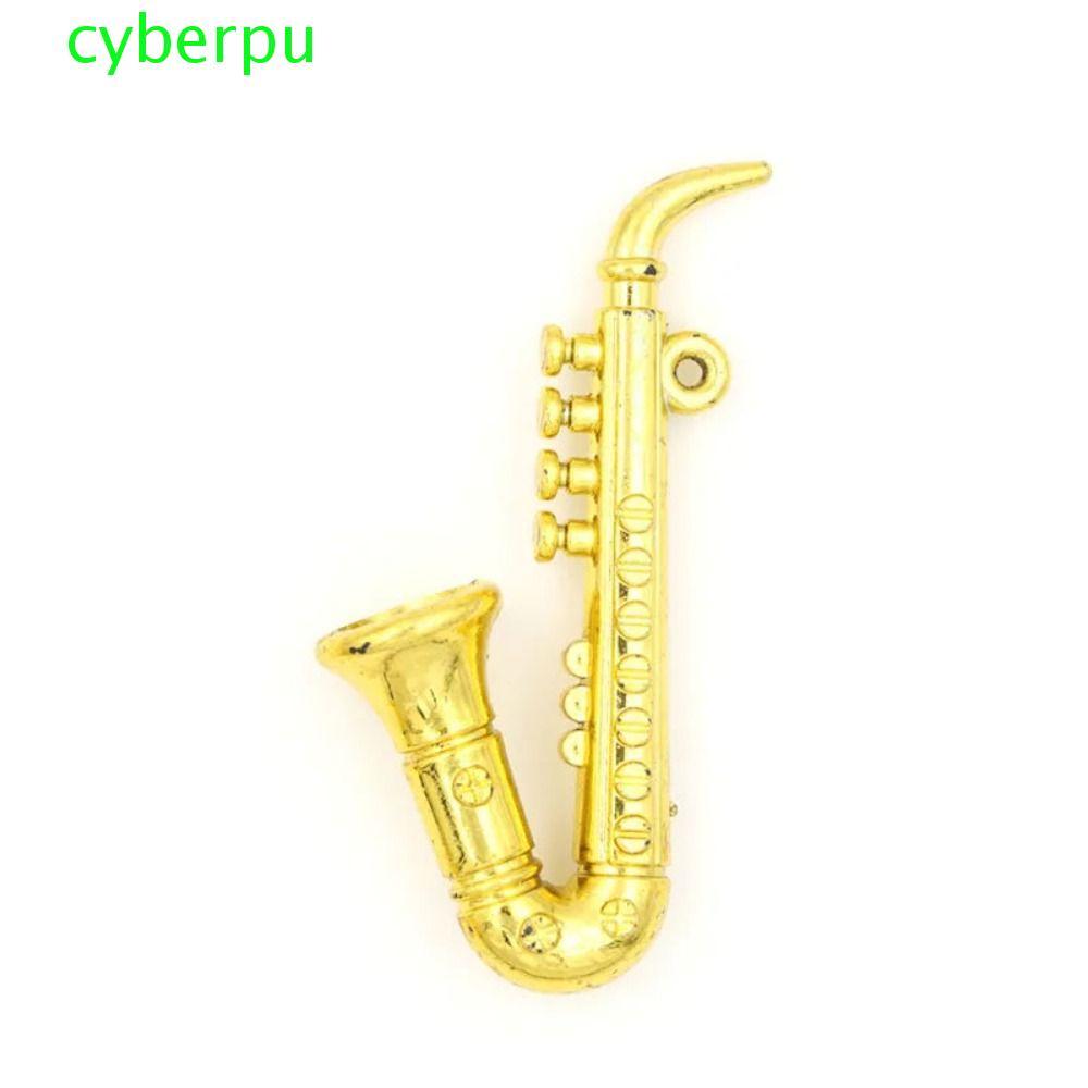 CYBERPULSE Mini Golden Trumpet Saxophone, Mô Hình Thu Nhỏ Nhựa Vàng Nhạc Cụ, Nhạc Cụ Gió Đồ Chơi Sax